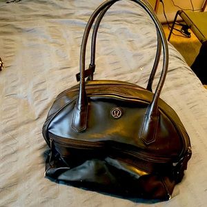 Lululemon Athletics Black Leather Gym Bag